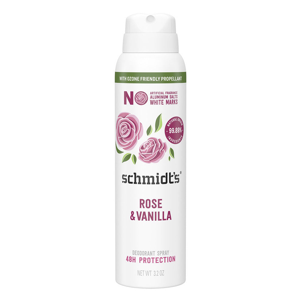Schmidts Rose and Vanilla Natural Deodorant Spray, 3.2 Oz